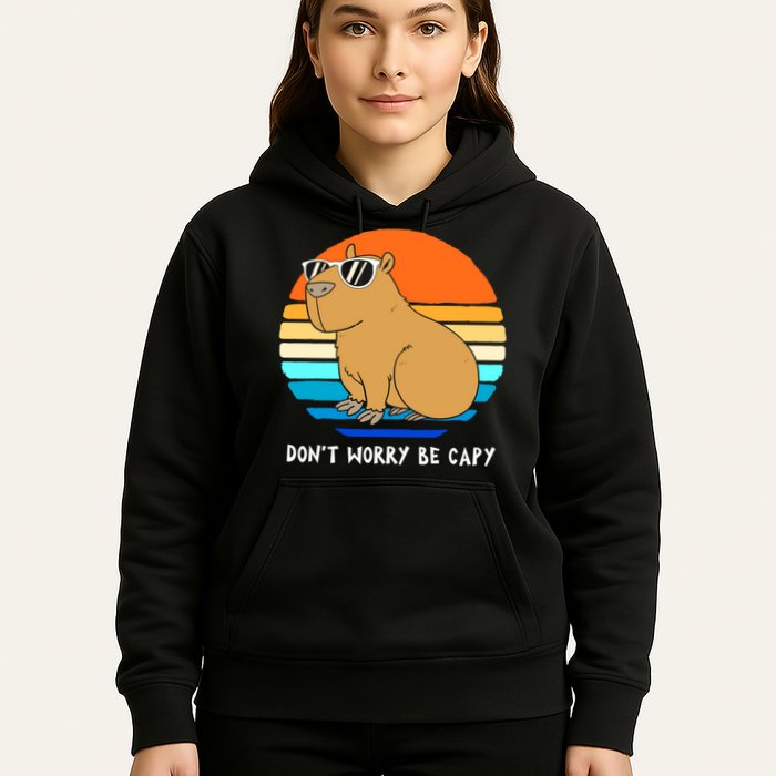 Retro Rodent Funny Capybara Dont Be Worry Be Capy Hoodie