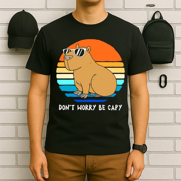Retro Rodent Funny Capybara Dont Be Worry Be Capy T-Shirt