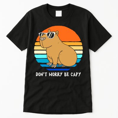 Retro Rodent Funny Capybara Dont Be Worry Be Capy Tall T-Shirt