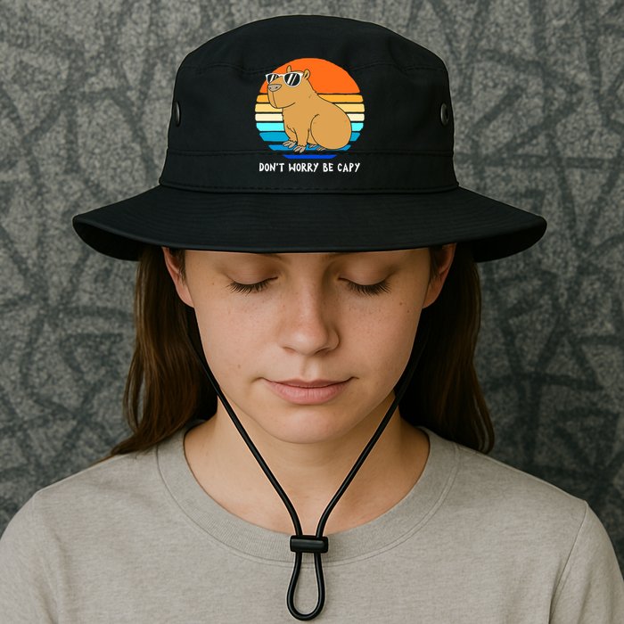 Retro Rodent Funny Capybara Dont Be Worry Be Capy Bucket Hat