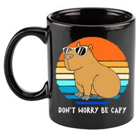 Retro Rodent Funny Capybara Dont Be Worry Be Capy 11oz C Handle Ceramic Mug