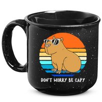 Retro Rodent Funny Capybara Dont Be Worry Be Capy 15oz Campfire Ceramic Mug