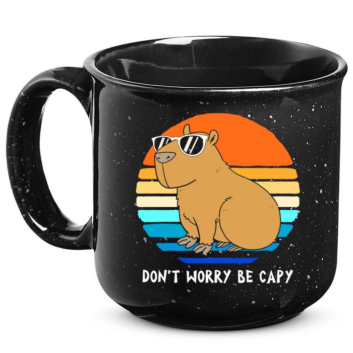 Retro Rodent Funny Capybara Dont Be Worry Be Capy 15oz Campfire Ceramic Mug