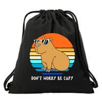 Retro Rodent Funny Capybara Dont Be Worry Be Capy Drawstring Bag