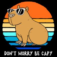 Retro Rodent Funny Capybara Dont Be Worry Be Capy Drawstring Bag