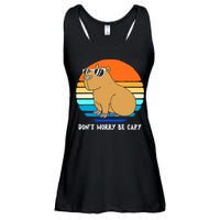 Retro Rodent Funny Capybara Dont Be Worry Be Capy Ladies Essential Flowy Tank