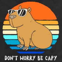 Retro Rodent Funny Capybara Dont Be Worry Be Capy Crop Fleece Hoodie