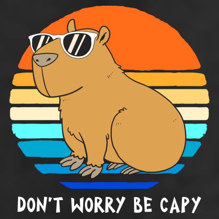 Retro Rodent Funny Capybara Dont Be Worry Be Capy Crop Fleece Hoodie