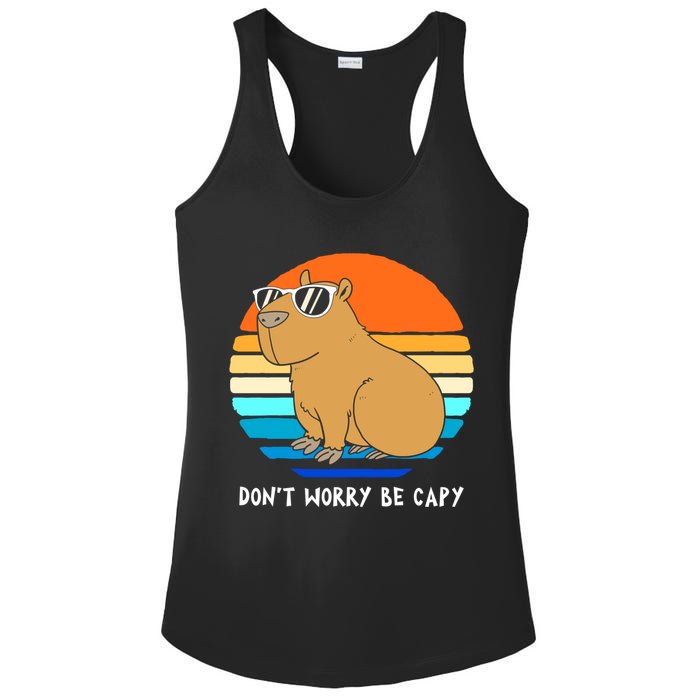 Retro Rodent Funny Capybara Dont Be Worry Be Capy Ladies PosiCharge Competitor Racerback Tank