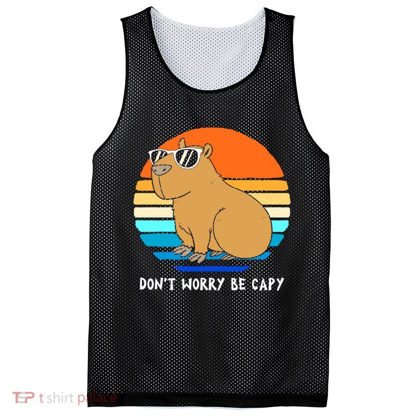 Retro Rodent Funny Capybara Dont Be Worry Be Capy Mesh Reversible Basketball Jersey Tank