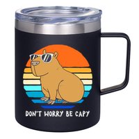 Retro Rodent Funny Capybara Dont Be Worry Be Capy 12oz Stainless Steel Coffee Mug