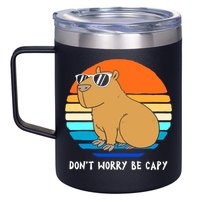 Retro Rodent Funny Capybara Dont Be Worry Be Capy 12oz Stainless Steel Coffee Mug
