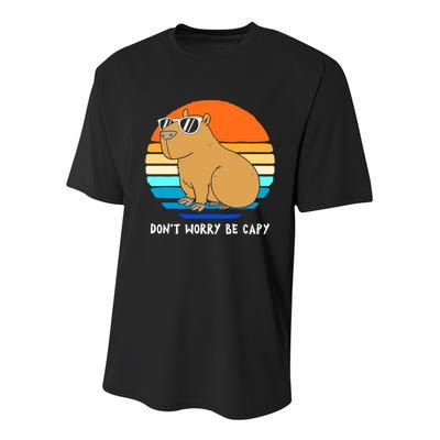 Retro Rodent Funny Capybara Dont Be Worry Be Capy Youth Performance Sprint T-Shirt
