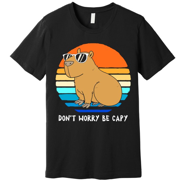 Retro Rodent Funny Capybara Dont Be Worry Be Capy Premium T-Shirt