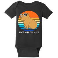 Retro Rodent Funny Capybara Dont Be Worry Be Capy Baby Bodysuit