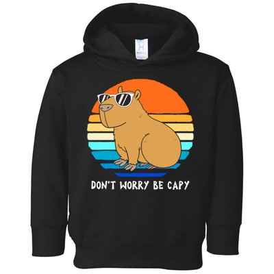 Retro Rodent Funny Capybara Dont Be Worry Be Capy Toddler Hoodie