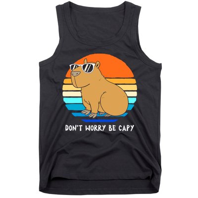 Retro Rodent Funny Capybara Dont Be Worry Be Capy Tank Top