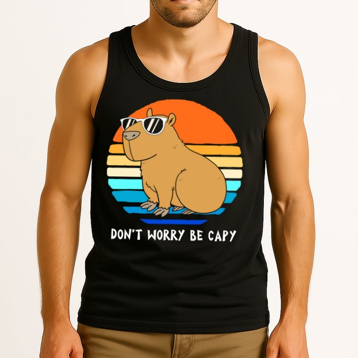 Retro Rodent Funny Capybara Dont Be Worry Be Capy Tank Top