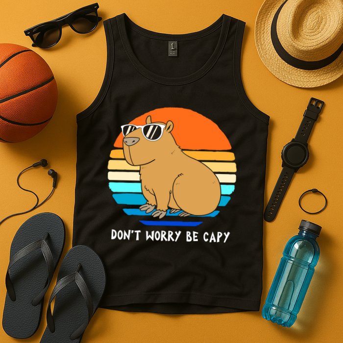Retro Rodent Funny Capybara Dont Be Worry Be Capy Tank Top