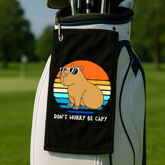 Retro Rodent Funny Capybara Dont Be Worry Be Capy Golf Towel