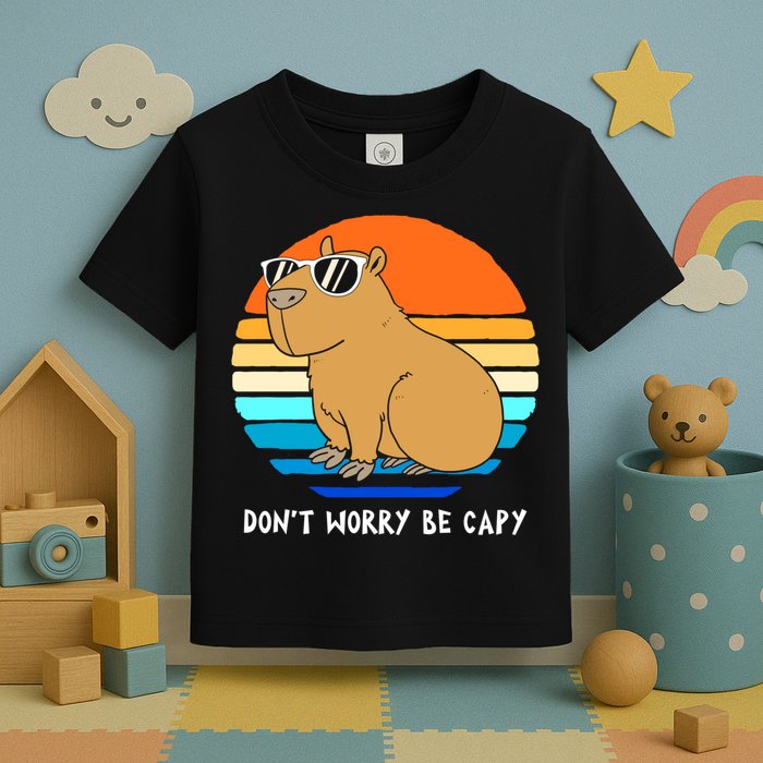Retro Rodent Funny Capybara Dont Be Worry Be Capy Toddler T-Shirt