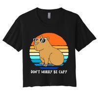 Retro Rodent Funny Capybara Dont Be Worry Be Capy Crop Top