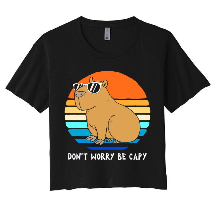 Retro Rodent Funny Capybara Dont Be Worry Be Capy Crop Top