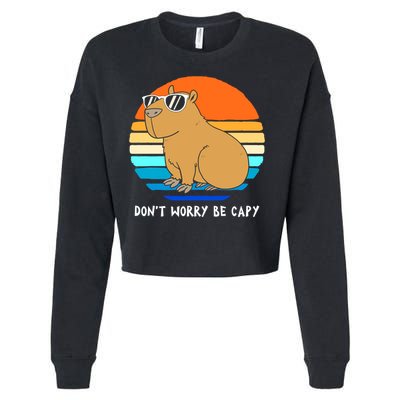 Retro Rodent Funny Capybara Dont Be Worry Be Capy Cropped Pullover Crew