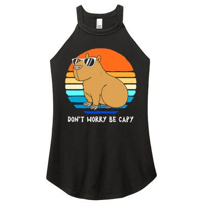 Retro Rodent Funny Capybara Dont Be Worry Be Capy Women's Perfect Tri Rocker Tank