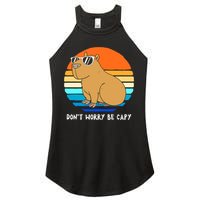 Retro Rodent Funny Capybara Dont Be Worry Be Capy Women's Perfect Tri Rocker Tank