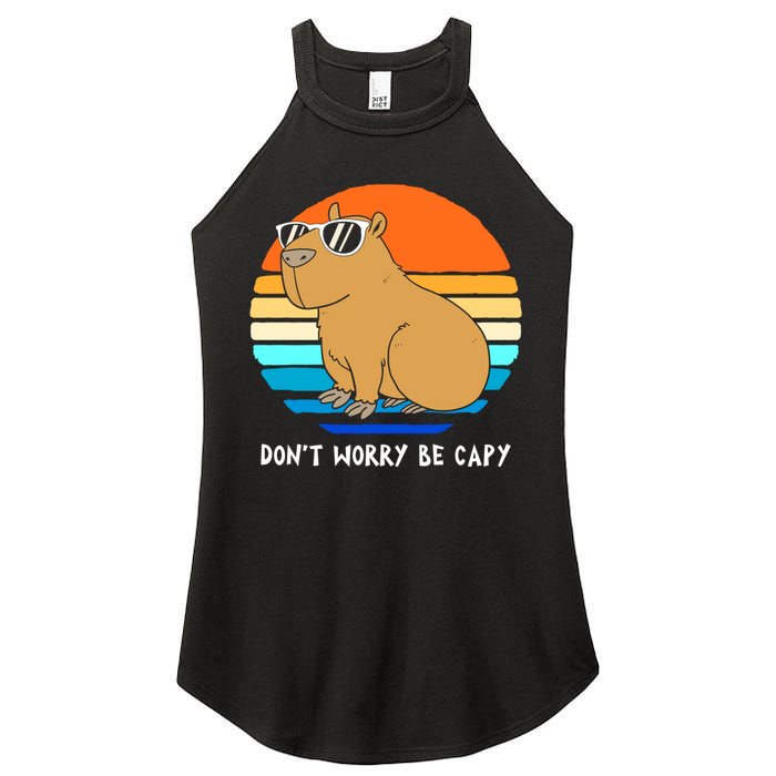 Retro Rodent Funny Capybara Dont Be Worry Be Capy Women's Perfect Tri Rocker Tank