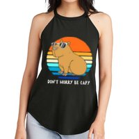 Retro Rodent Funny Capybara Dont Be Worry Be Capy Women's Perfect Tri Rocker Tank