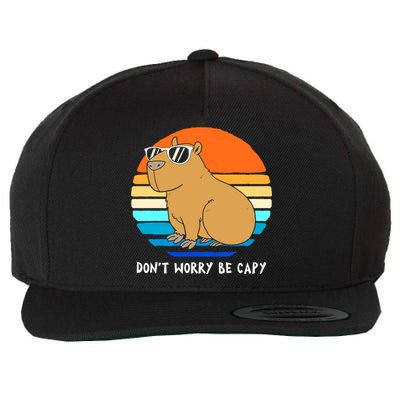 Retro Rodent Funny Capybara Dont Be Worry Be Capy Wool Snapback Cap