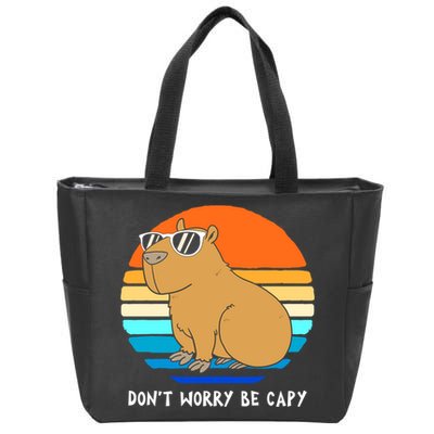 Retro Rodent Funny Capybara Dont Be Worry Be Capy Zip Tote Bag