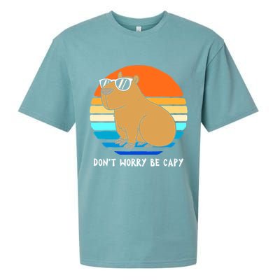Retro Rodent Funny Capybara Dont Be Worry Be Capy Sueded Cloud Jersey T-Shirt