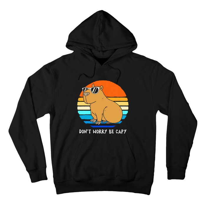 Retro Rodent Funny Capybara Dont Be Worry Be Capy Hoodie