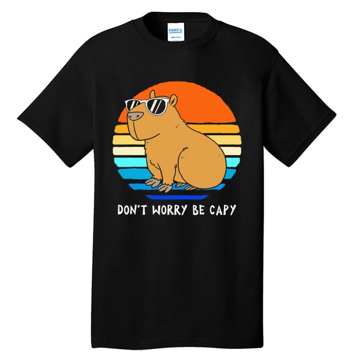 Retro Rodent Funny Capybara Dont Be Worry Be Capy Tall T-Shirt