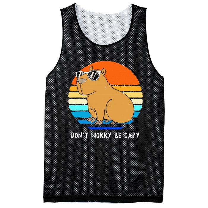 Retro Rodent Funny Capybara Dont Be Worry Be Capy Mesh Reversible Basketball Jersey Tank