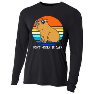 Retro Rodent Funny Capybara Dont Be Worry Be Capy Cooling Performance Long Sleeve Crew