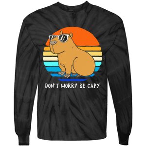 Retro Rodent Funny Capybara Dont Be Worry Be Capy Tie-Dye Long Sleeve Shirt