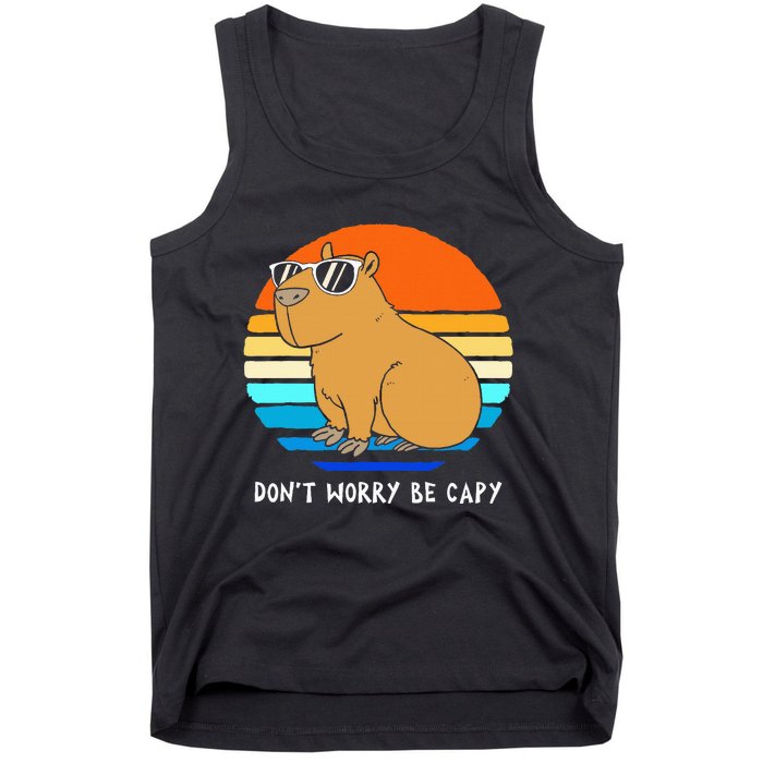 Retro Rodent Funny Capybara Dont Be Worry Be Capy Tank Top