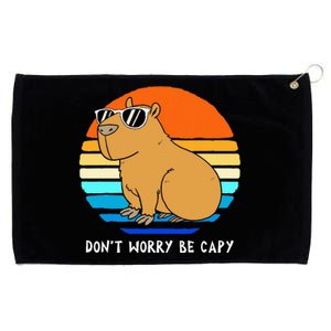 Retro Rodent Funny Capybara Dont Be Worry Be Capy Grommeted Golf Towel