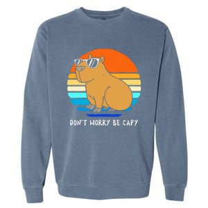 Retro Rodent Funny Capybara Dont Be Worry Be Capy Garment-Dyed Sweatshirt