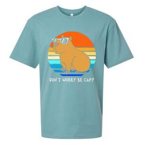 Retro Rodent Funny Capybara Dont Be Worry Be Capy Sueded Cloud Jersey T-Shirt