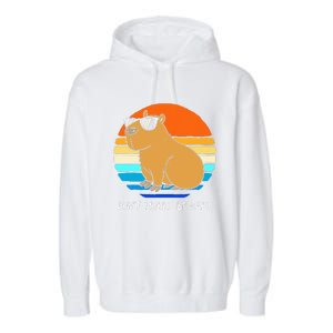 Retro Rodent Funny Capybara Dont Be Worry Be Capy Garment-Dyed Fleece Hoodie