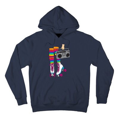 Retro Rollerskates Funny 80's Roller Disco Skating Girl Gift Hoodie