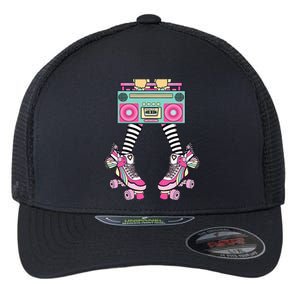 Retro Rollerskates Funny 80S Roller Disco Skating Girl Flexfit Unipanel Trucker Cap