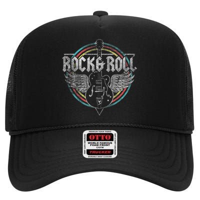 Rock & Roll Guitar Wings Music High Crown Mesh Back Trucker Hat