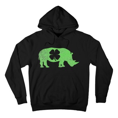 Rhino Rhinoceros Gift St. Patrick's Day Shamrock Irish Hoodie