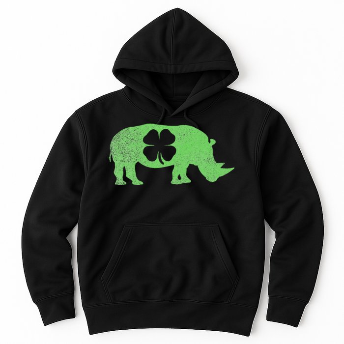 Rhino Rhinoceros Gift St. Patrick's Day Shamrock Irish Hoodie